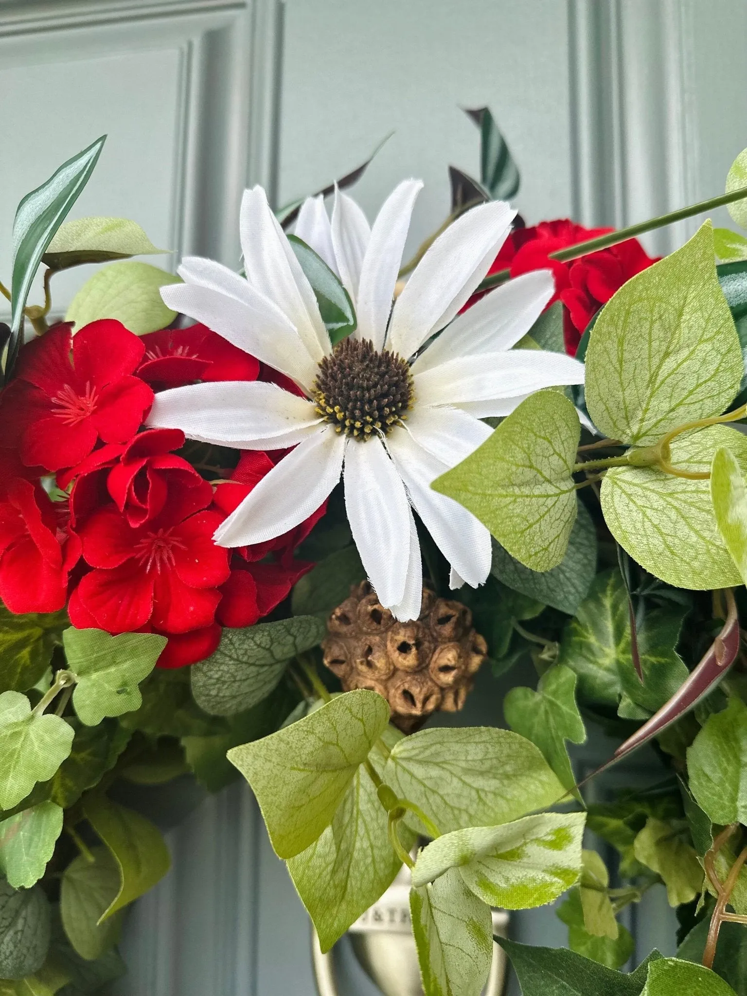 Vibrant Red Geranium Wreath