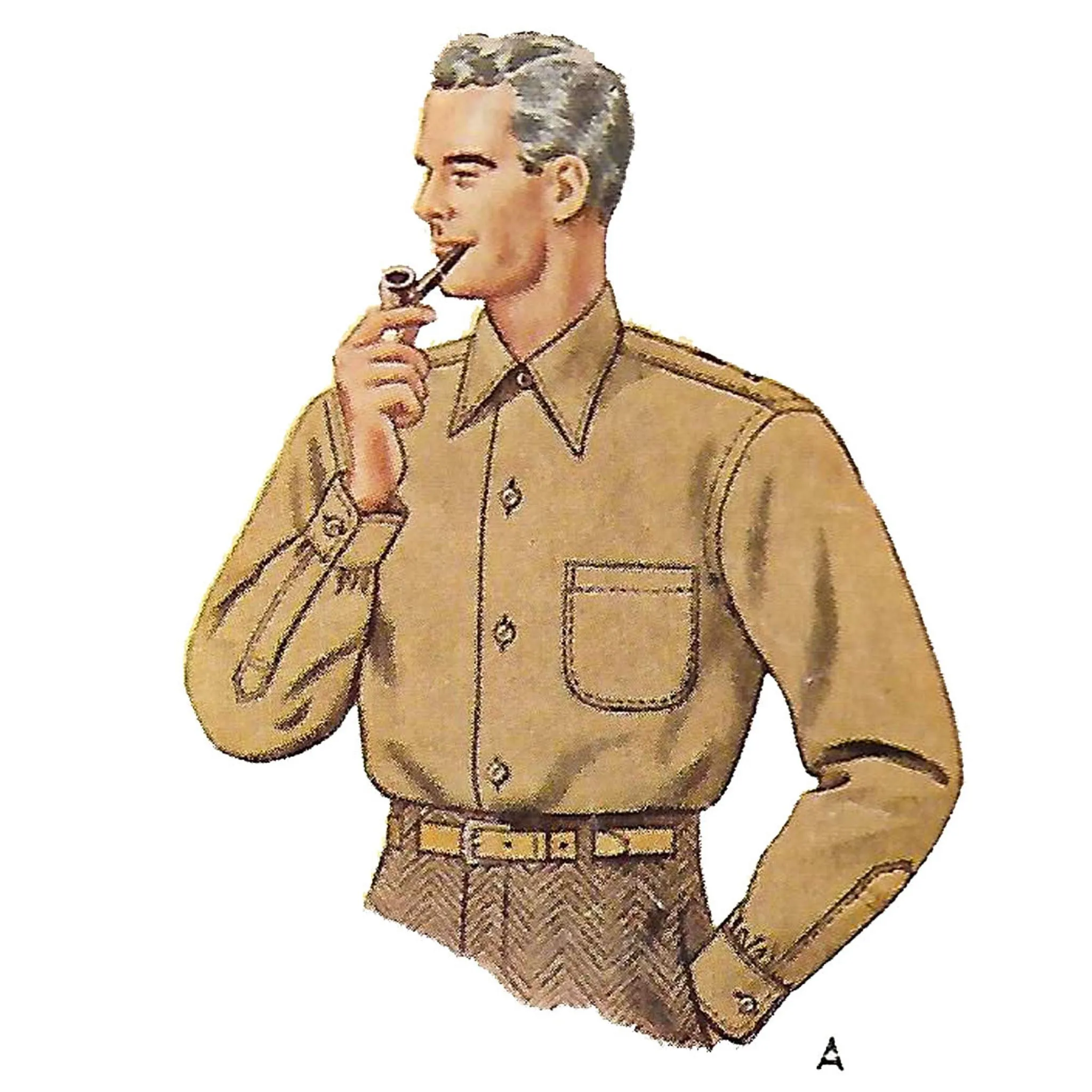 Vintage 1940s Pattern – Men’s Shirt in Two Styles - Multi-sizes