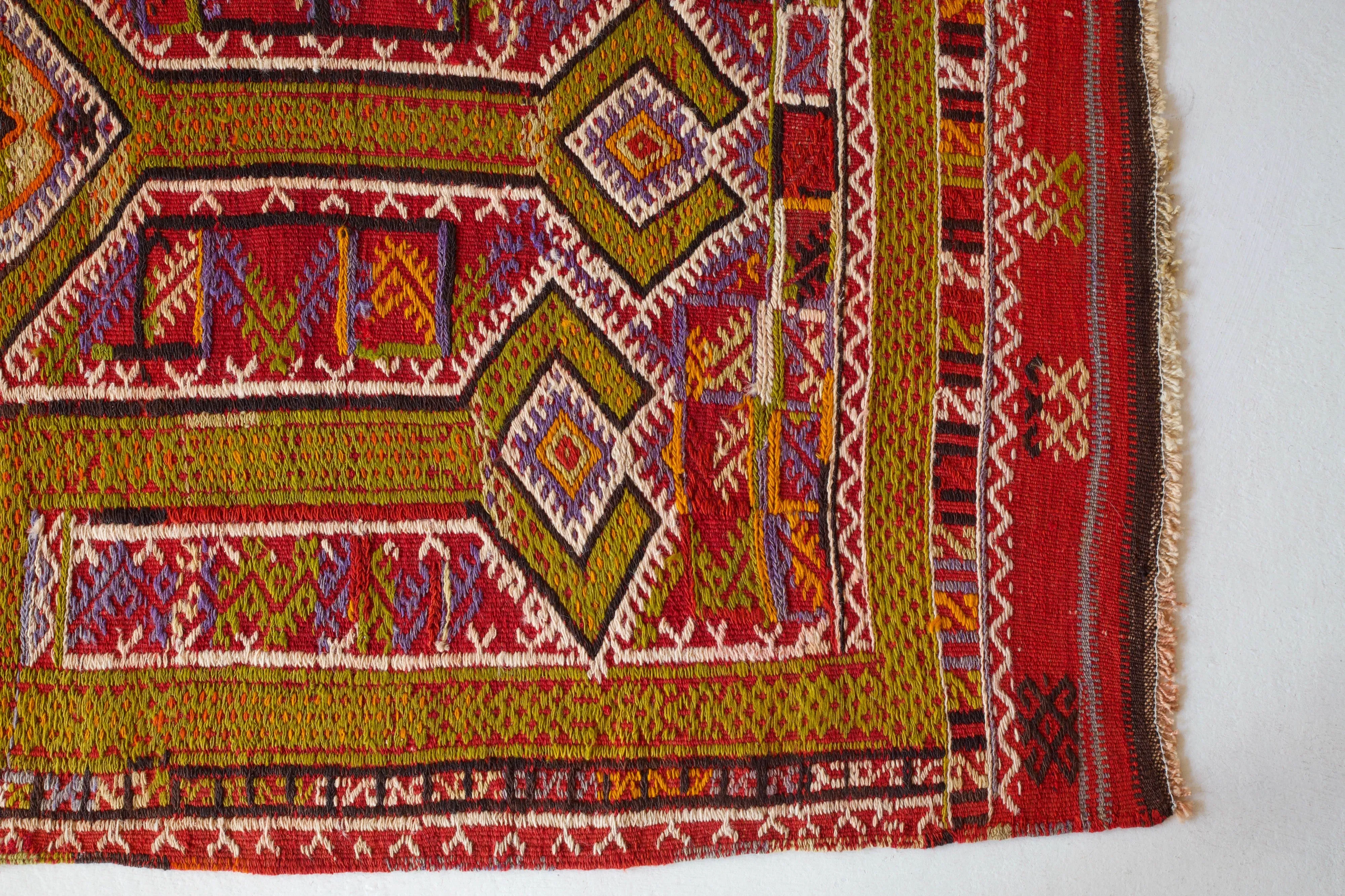Vintage Turkish Cicim Kilim Rug 3'2"x5'2"