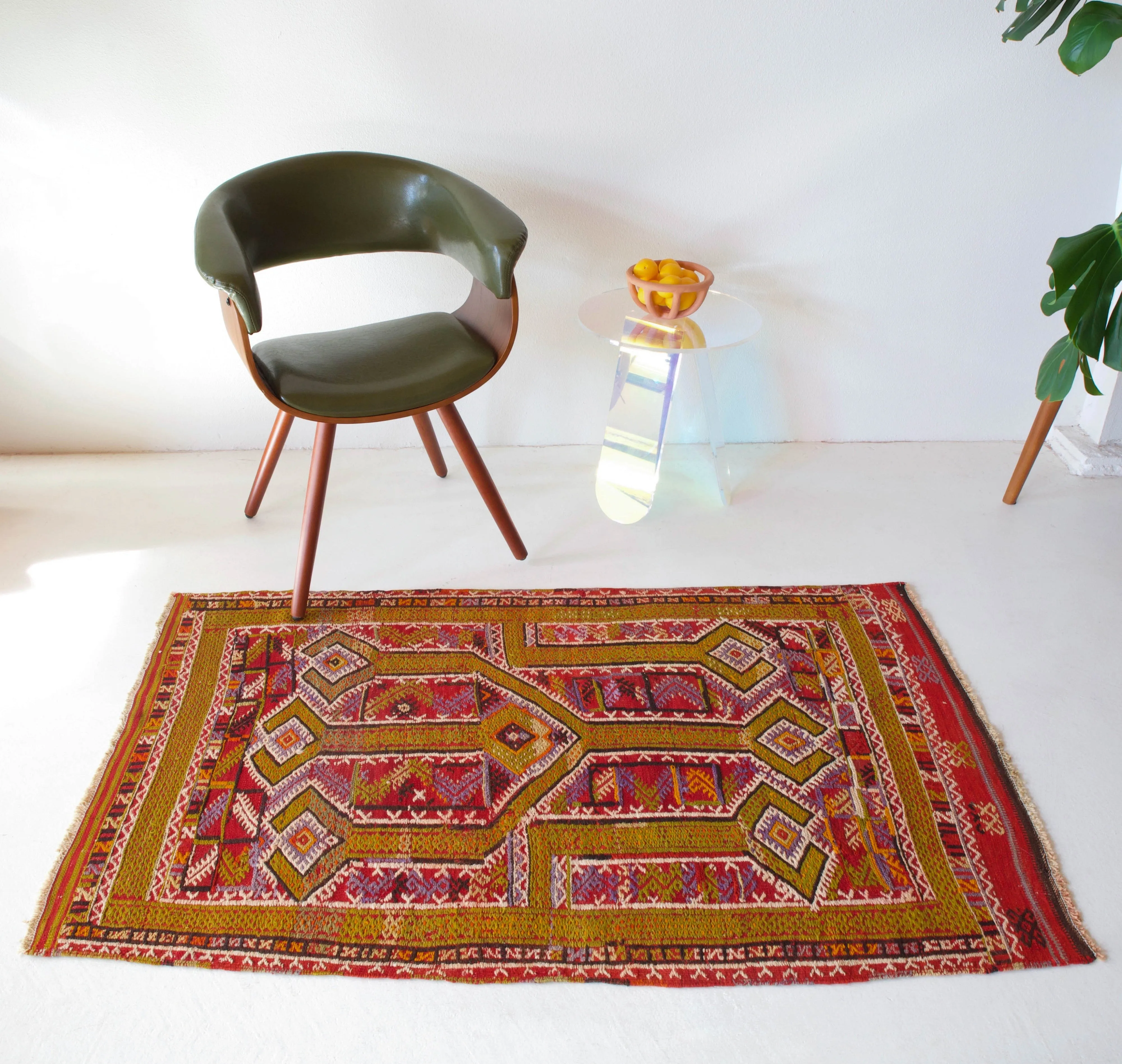 Vintage Turkish Cicim Kilim Rug 3'2"x5'2"