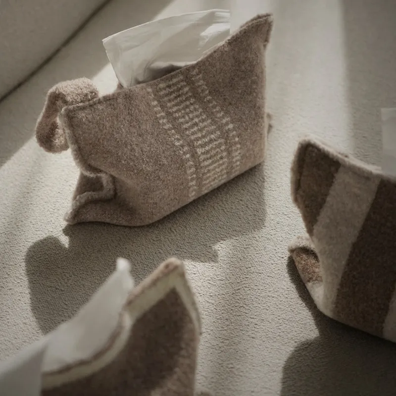 Vintage Wool Tissue Container