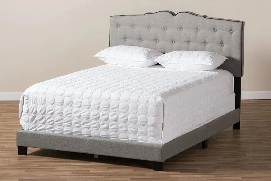 Vivienne Light Grey Fabric Upholstered Bed (King)