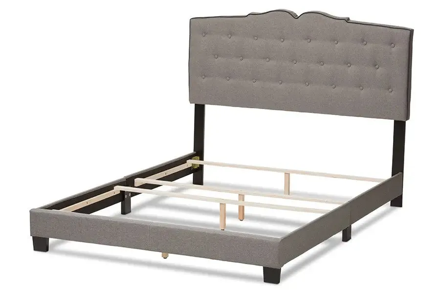 Vivienne Light Grey Fabric Upholstered Bed (King)