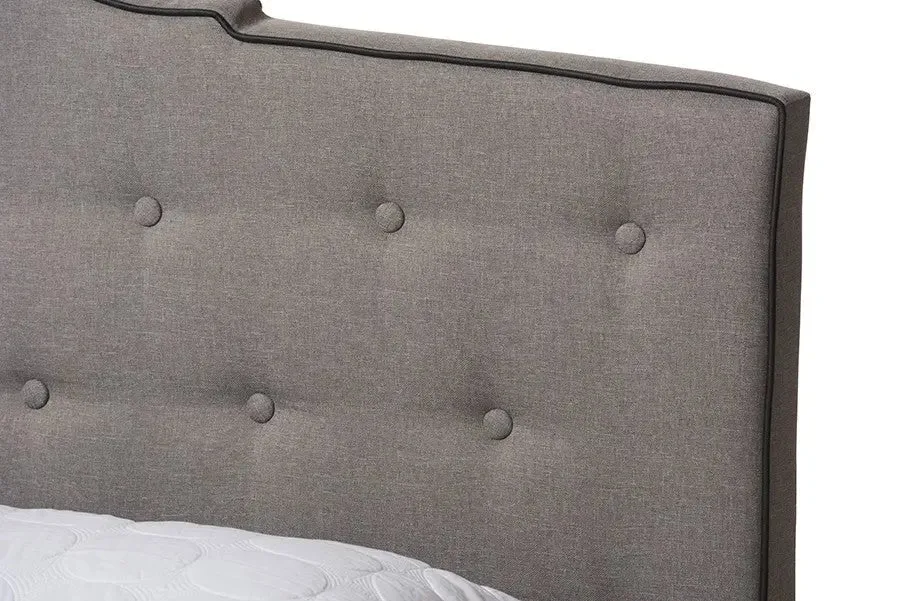 Vivienne Light Grey Fabric Upholstered Bed (King)