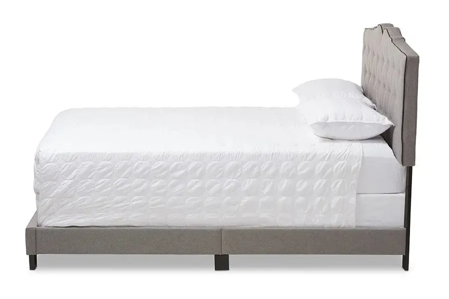 Vivienne Light Grey Fabric Upholstered Bed (King)