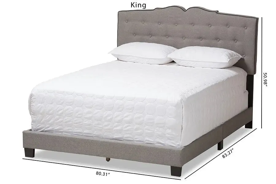 Vivienne Light Grey Fabric Upholstered Bed (King)