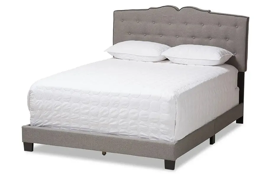 Vivienne Light Grey Fabric Upholstered Bed (King)