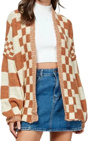 Womens Plaid Sweater Cardigan Checkered Button Down Contrast Long Sleeve Coats Cable Knit Oversized Sweaters Tops