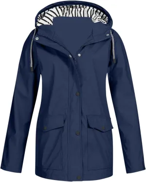 Women's Rain Jacket with Hood Packable Waterproof Rain Coats Oversized Travel Raincoats Windbreaker with Pockets