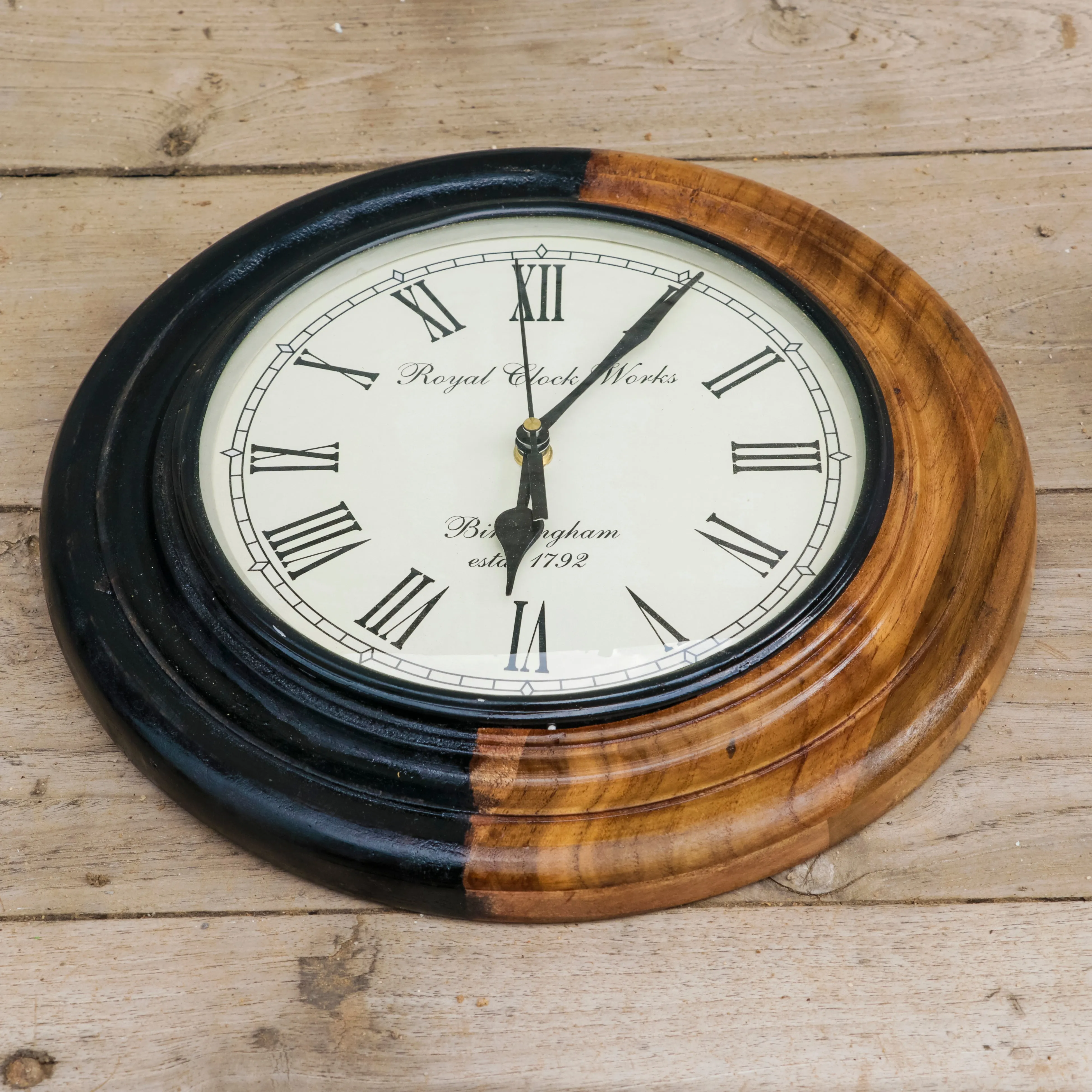 Wooden Dual Tone Polish Designer Clock